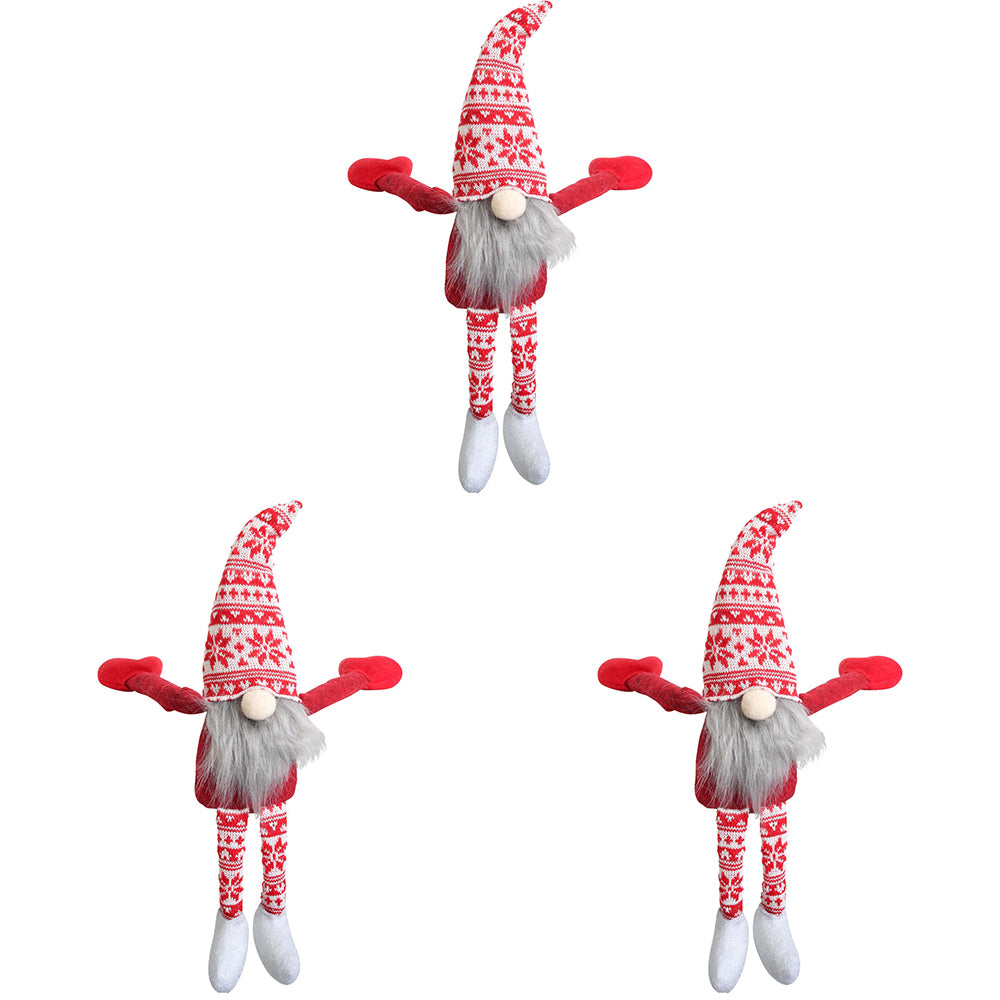 3PK LVD Polyester Classic Hanging Gnome Home/Living Room X-mas Decor 19x38cm