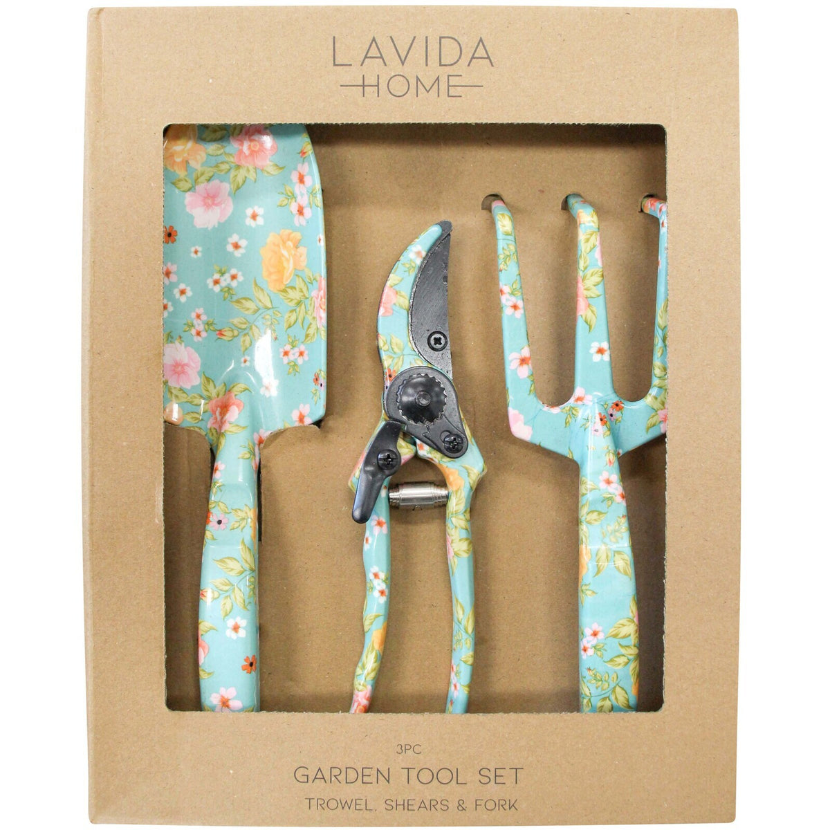 3pc LVD Iron/Timber Garden Tool Trowel/Shears/Fork Set - Melody