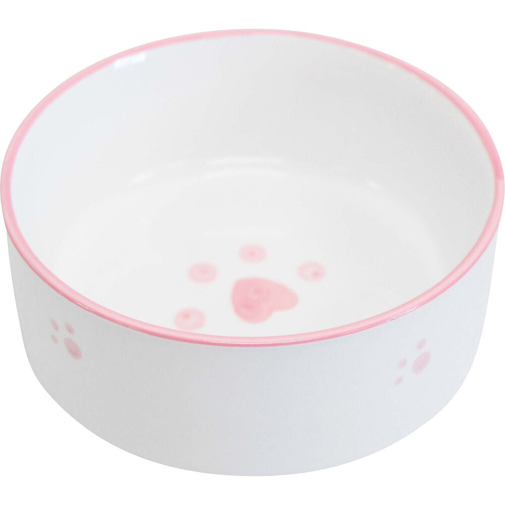 2PK LVD Ceramic Small/Medium Pet Drinking/Feeding Bowl 13x5cm Pink Paws