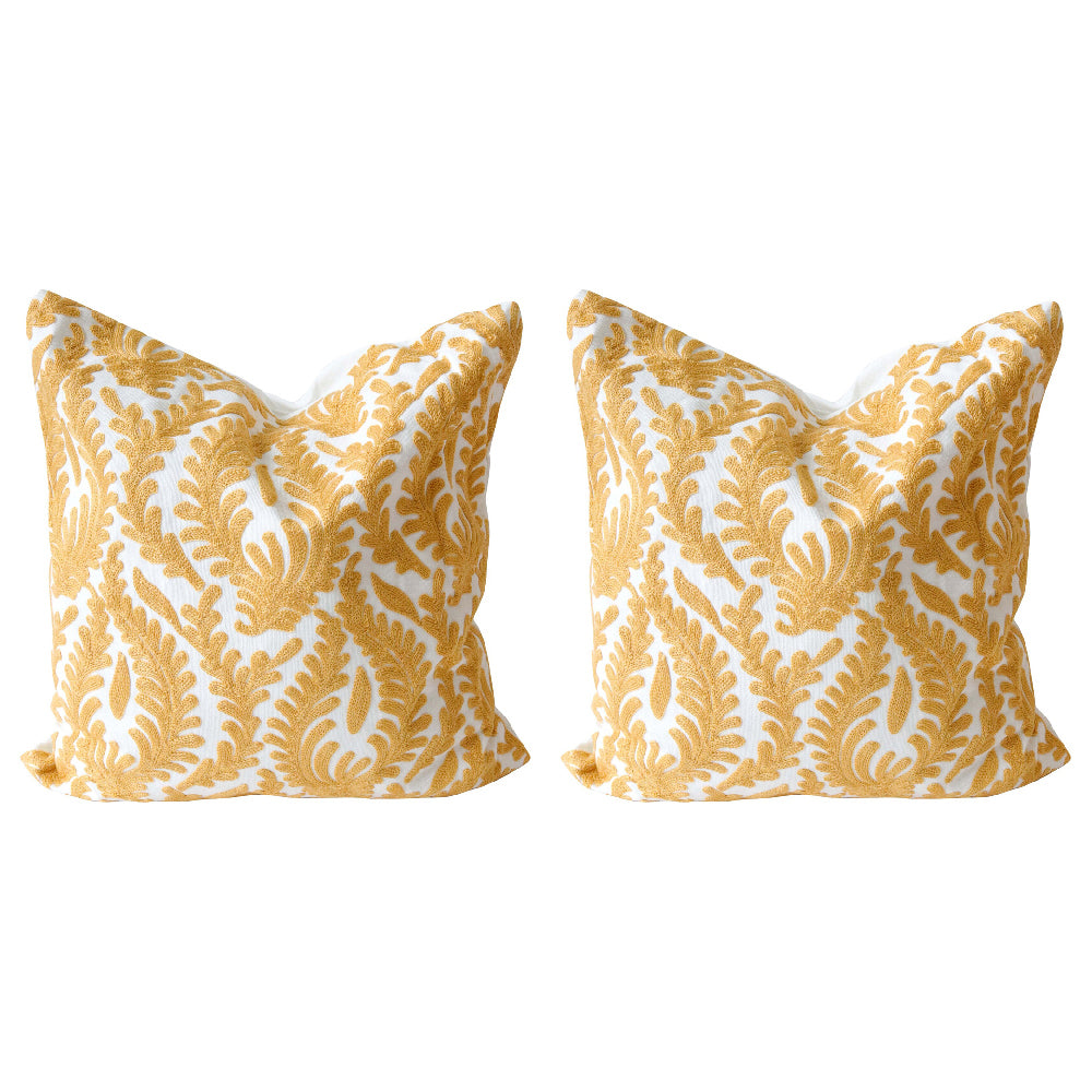 2PK LVD Cushion Mustard Boho 1 Home/Lounge Decor 45cm Square