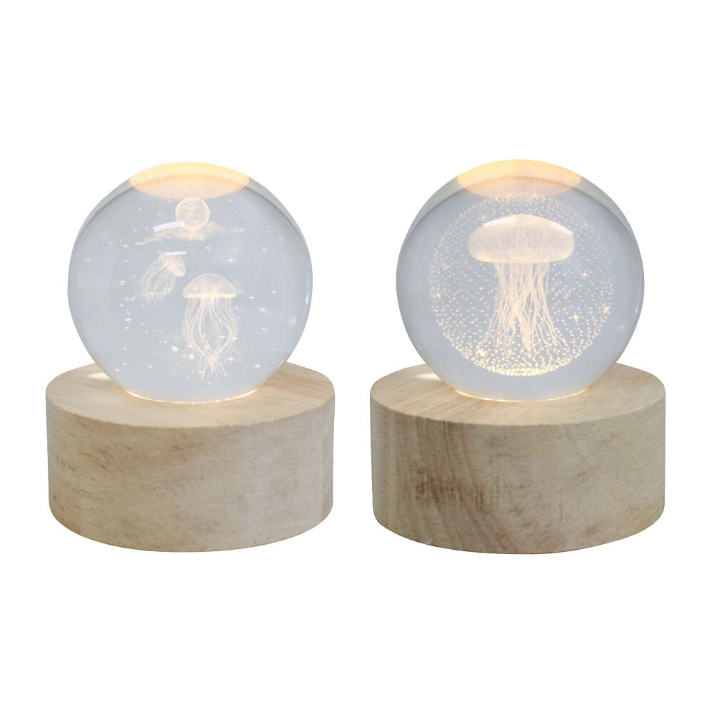 LVD Glass/MDF Jellyfish LED Ball Tabletop Decor Combo Set 7cm