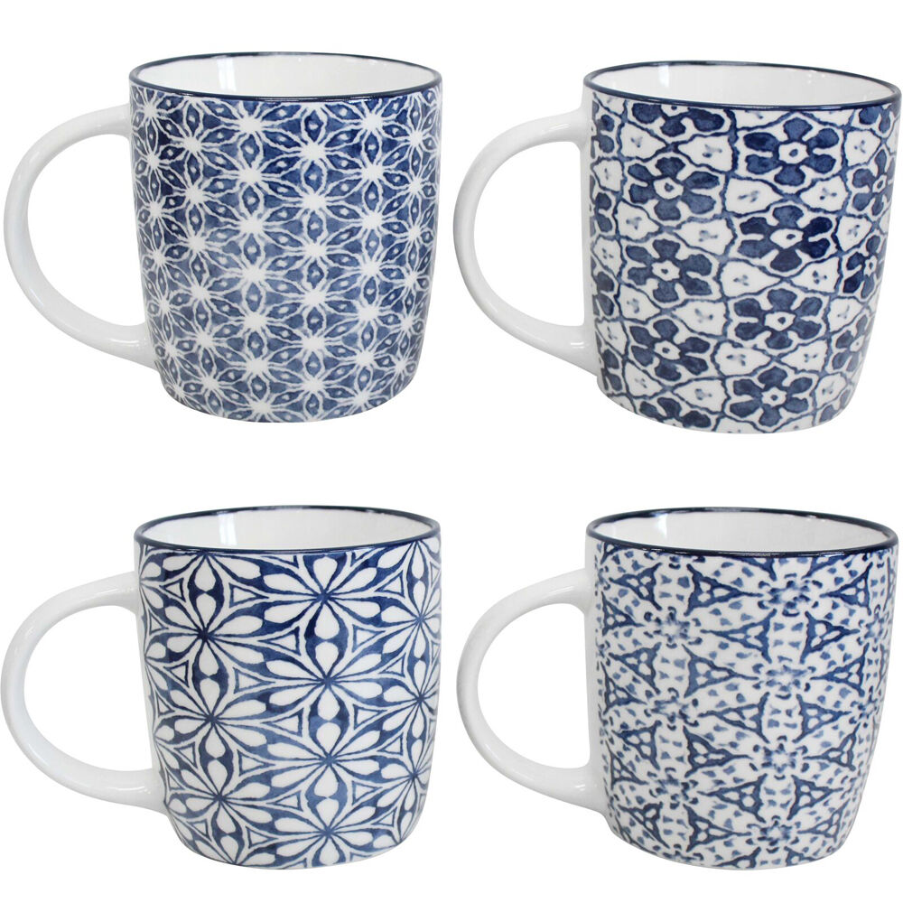 12PK LVD Sonoma Ceramic Mugs Drinking Cups 8x8.5cm Blue/White Assorted
