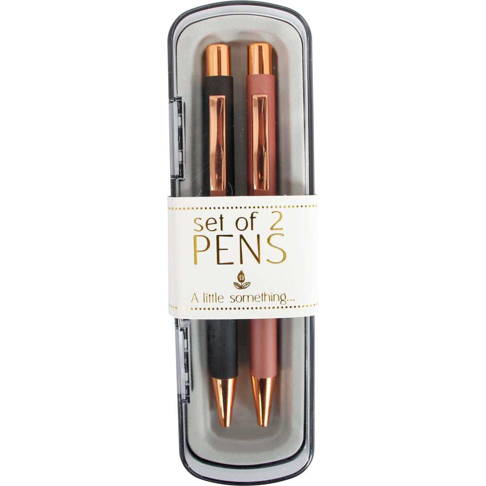 8x 2pc LVD Plastic/Metal Pen Writing Stationery 17cm - Black & Rose Gold