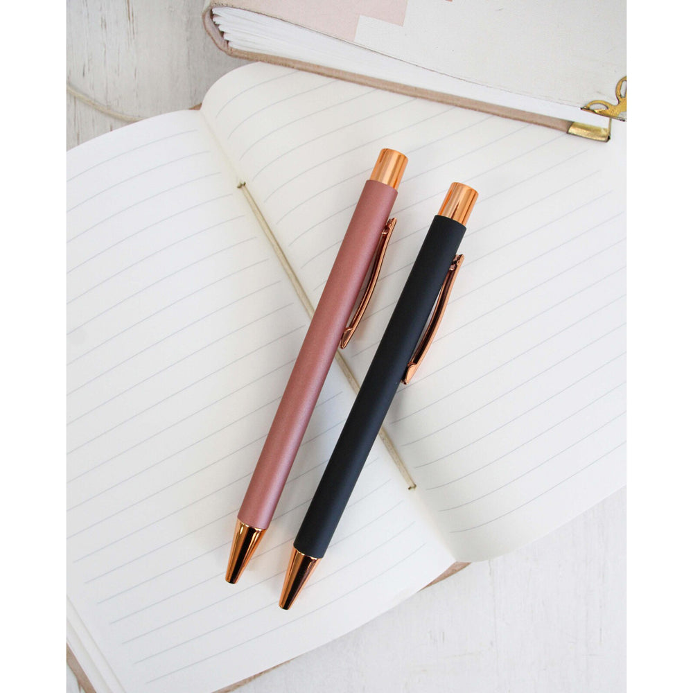 8x 2pc LVD Plastic/Metal Pen Writing Stationery 17cm - Black & Rose Gold