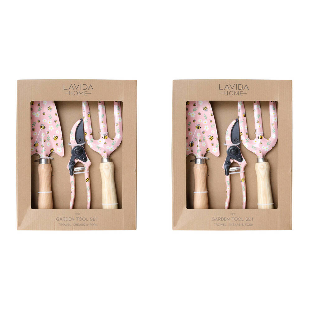 6pc LVD Iron/Timber Trowel/Shears/Fork Garden Tools Set - Bees