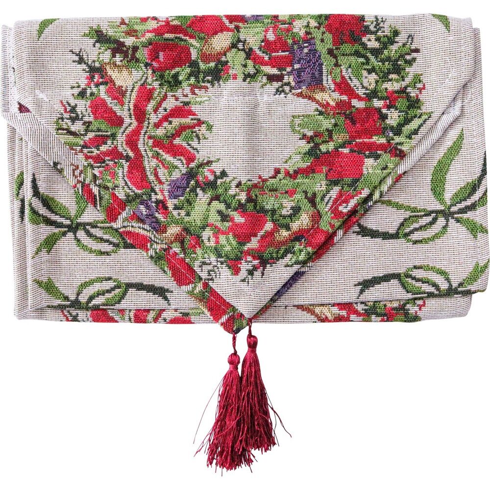 2PK LVD Polyester Wreath Christmas Table Runner Home/Kitchenware Decor 34x180cm