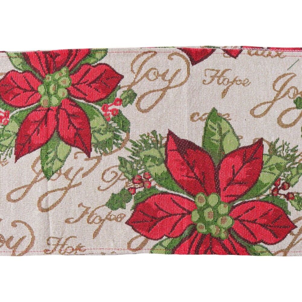 2PK LVD Polyester Table Runner Poinsettia Home/Kitchen/Tabletop Decor 34x180cm
