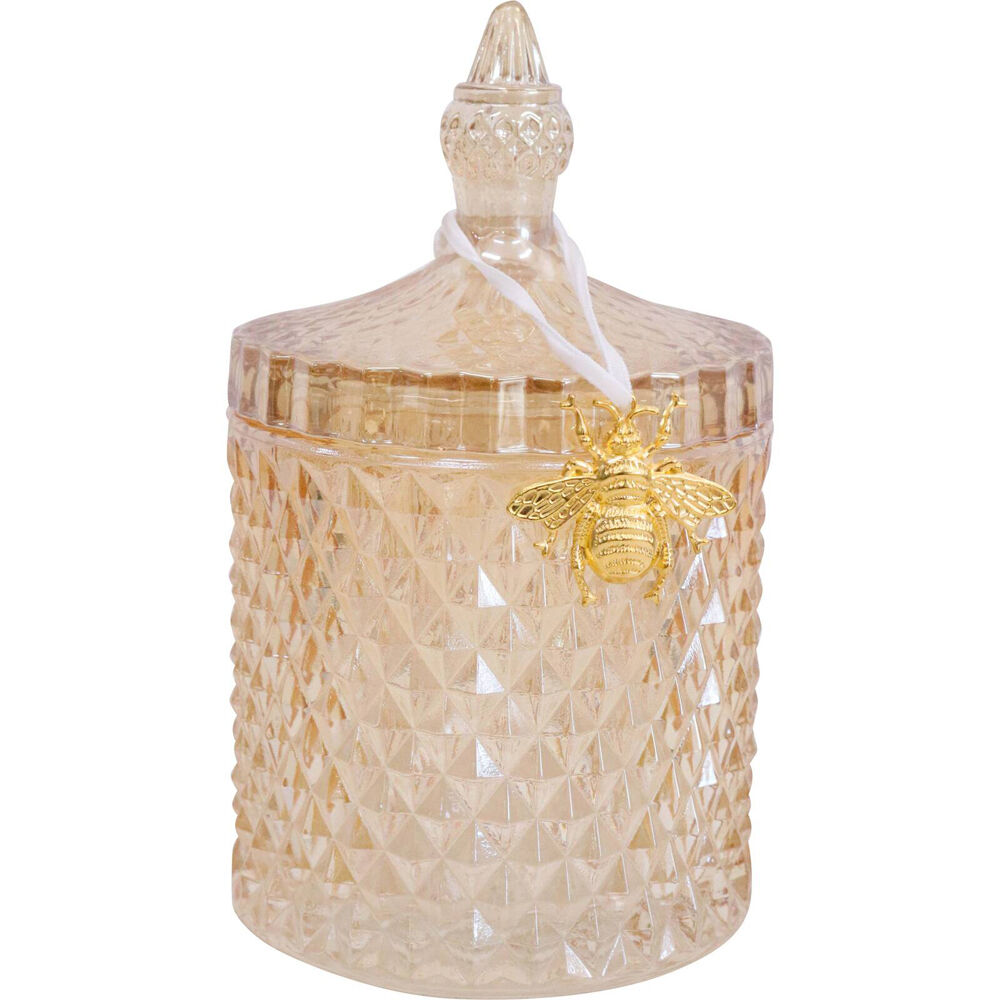 2PK LVD Glass Cruz Trinket Storage Decor Round 18.5cm - Amber