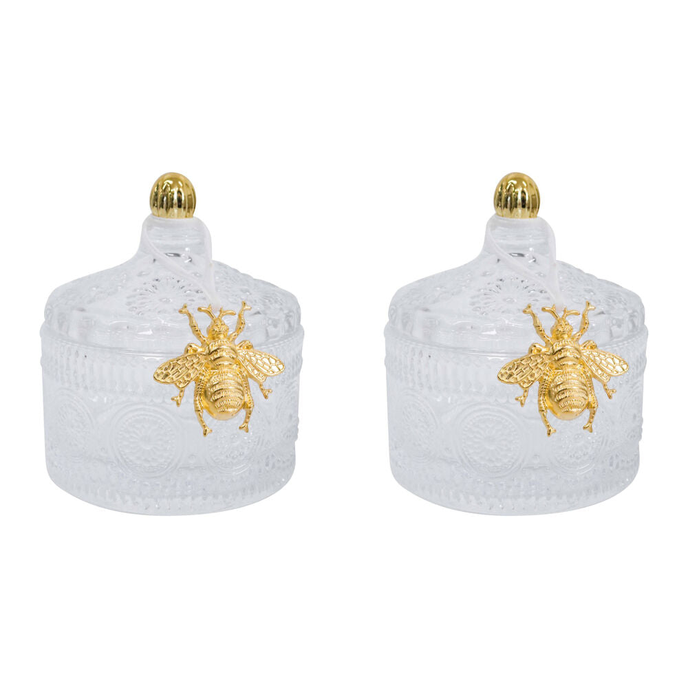 2PK LVD Glass Chloe Trinket Box Storage Decor Round 10cm - Clear