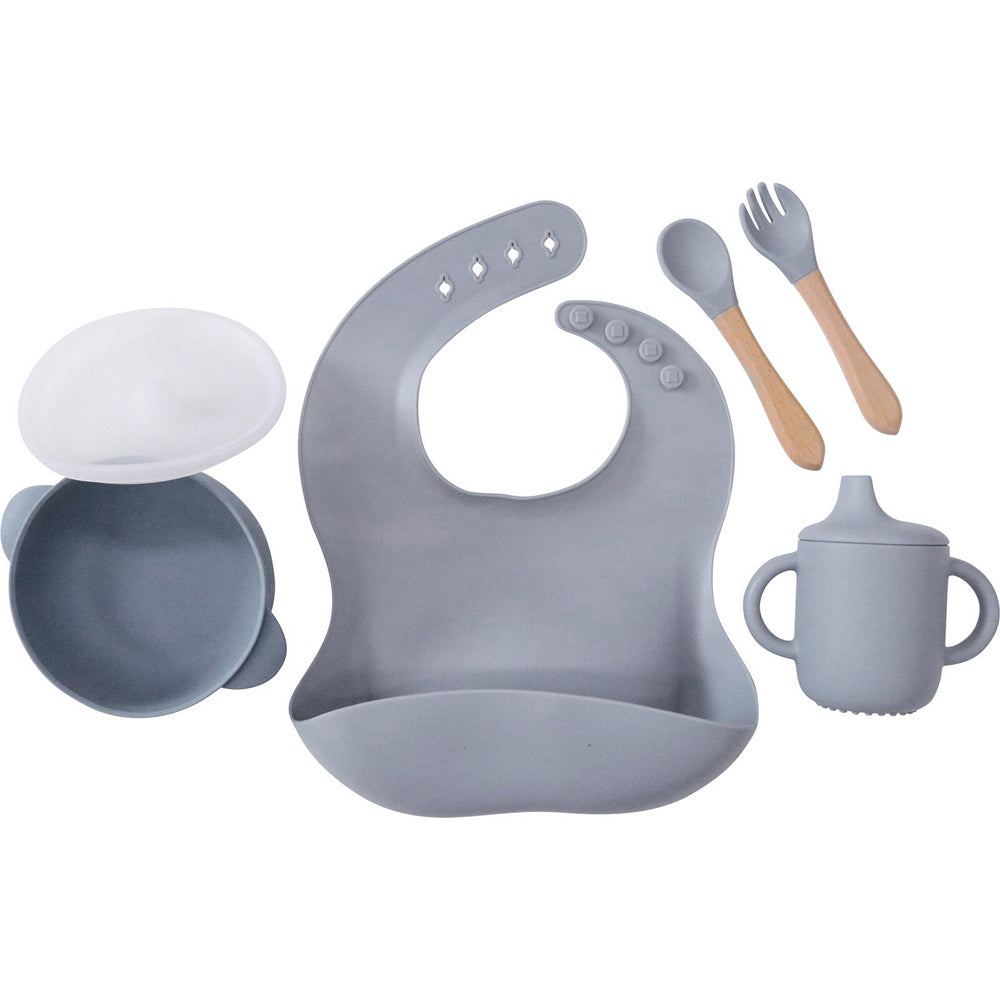 2PK LVD Silicone Baby/Toddler Feeding Dinnerware Set - Grey