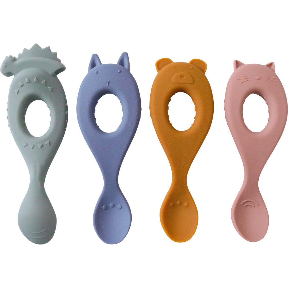 8PK LVD Silicone Baby Training Spoons Animals 13cm - Assorted