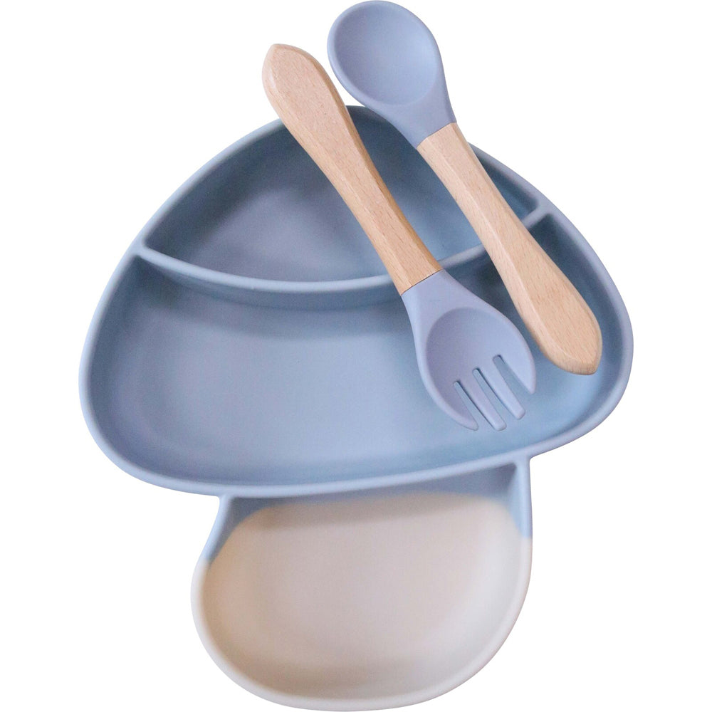 2PK LVD Silicone Mushroom Bowl w/ Spoon & Fork Set 18x18.5cm