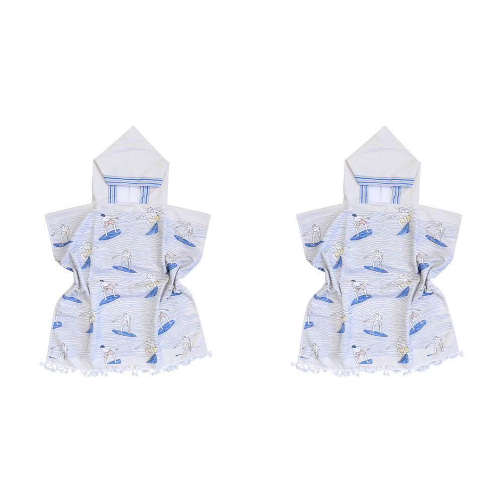 2PK LVD Kids Microfibre Poncho Towel w/ Bag 70cm Surfers
