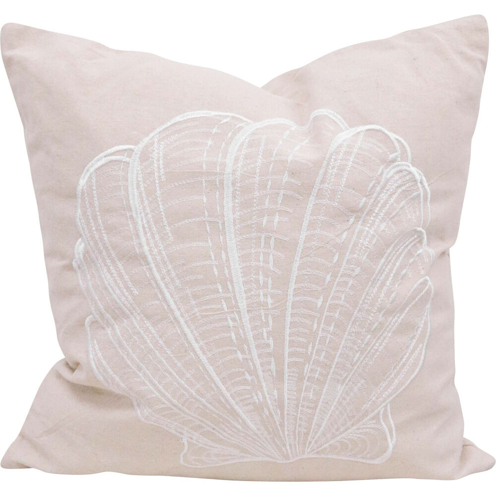 2PK LVD Fan Shell Decorative Home Linen-Look Cushion Pillow 43x43x10cm Natural