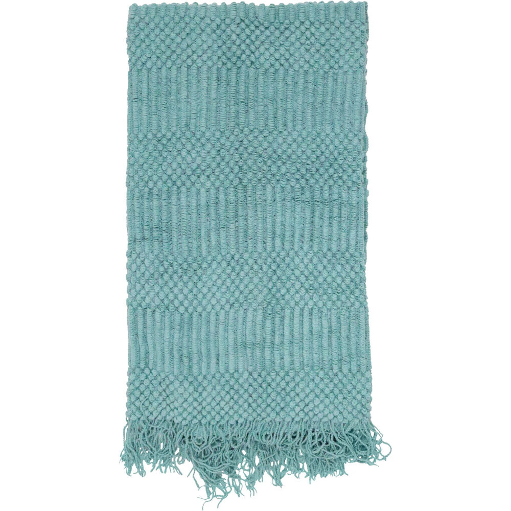 LVD Shell Stone Woven Decorative Fringed Throw Blanket 160x140cm Blue