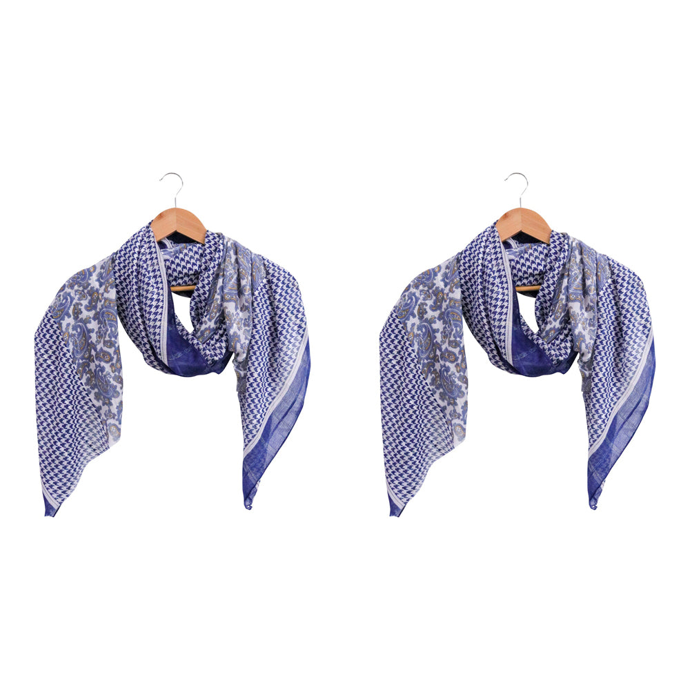2PK LVD Scarf Sarong Navy Paisley Themed Stylish Womens Fashion