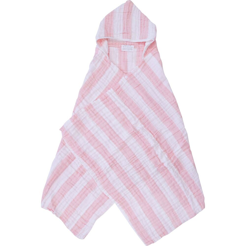 2PK LVD Striped Cotton Hooded Swaddle Baby Wrap 127x66cm - Pink/White