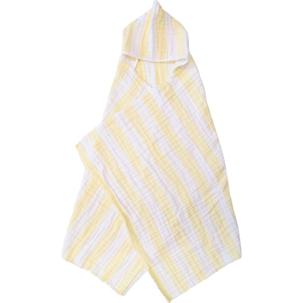 2PK LVD Striped Cotton Hooded Swaddle Baby Wrap 127x66cm - Yellow/White