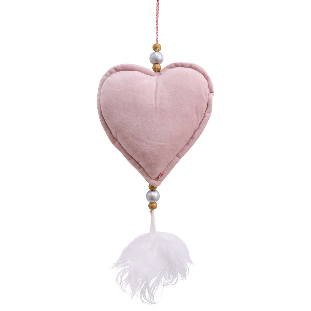 6PK LVD Hanging Heart Ornament Nursery Decor 14cm - Pink Velvet