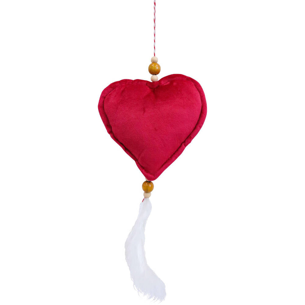 8PK LVD Hanging Heart Home Ornament Decor 14x2cm - Wine Velvet