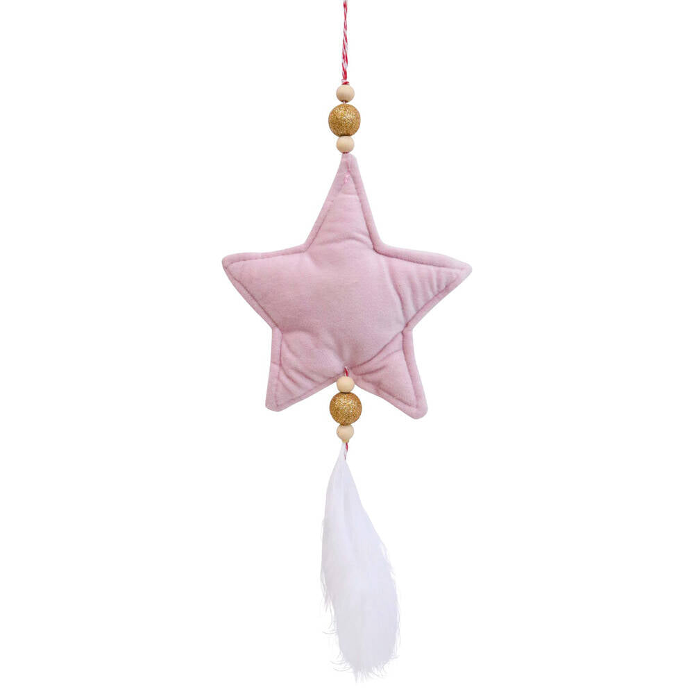 8PK LVD Hanging Star Home Ornament Decor 14x2cm - Pink Velvet