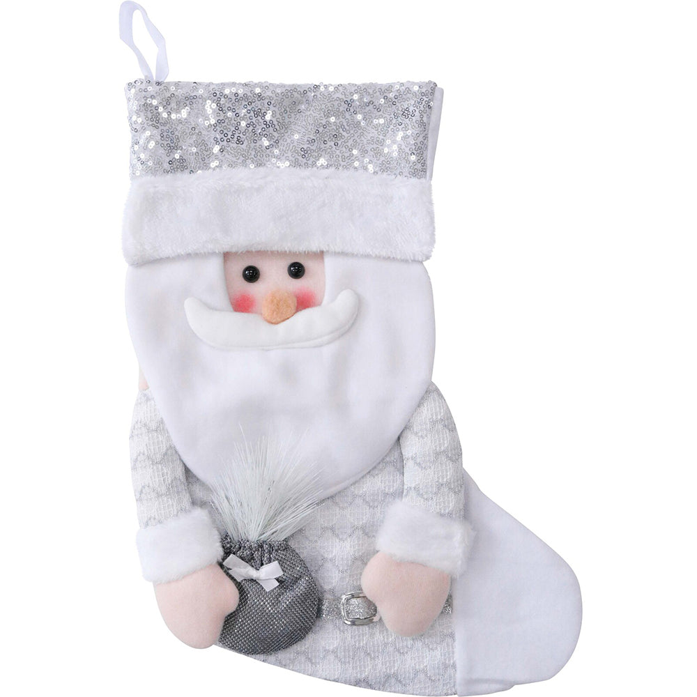3PK LVD Stocking Santa Silver Seasonal Christmas Decoration