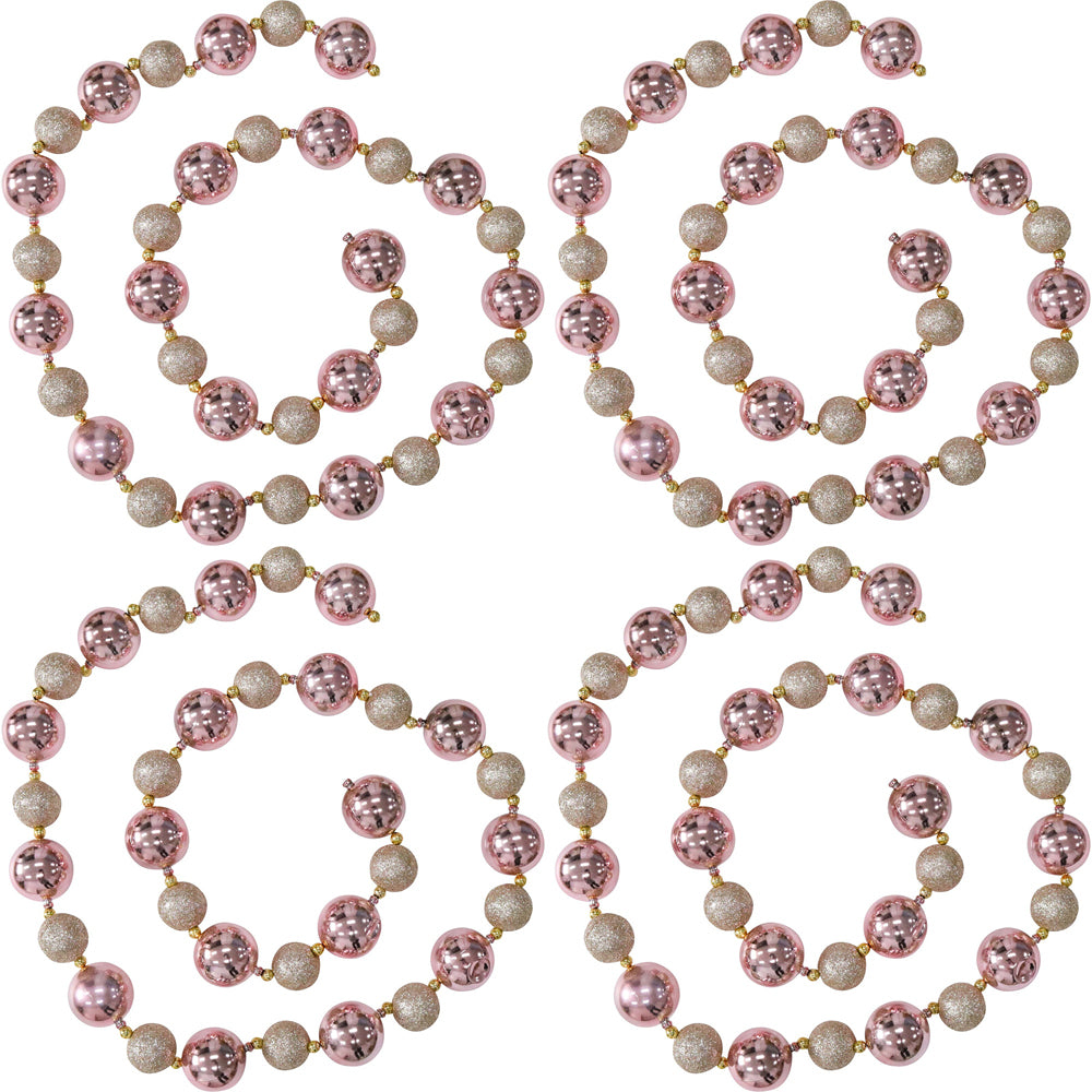 4PK LVD Bauble Garland Pink Champagne Seasonal Christmas Decoration