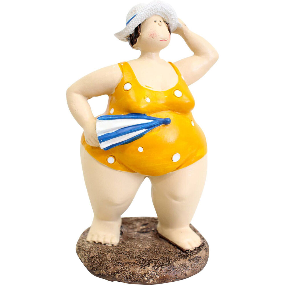 2PK LVD Resin Beach Lady Edith Figurine Home/Room Decor Yellow