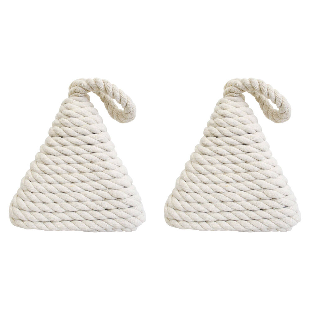 2PK LVD Cotton/Concrete Doorstop Rope Pyra Home Decor White