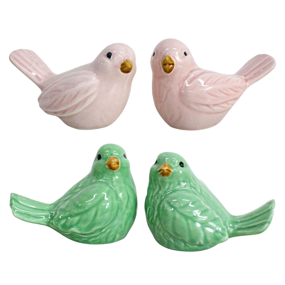 LVD Ceramic Birds Figurine Home Tabletop Decor Combo Set 10.5cm Pink/Green