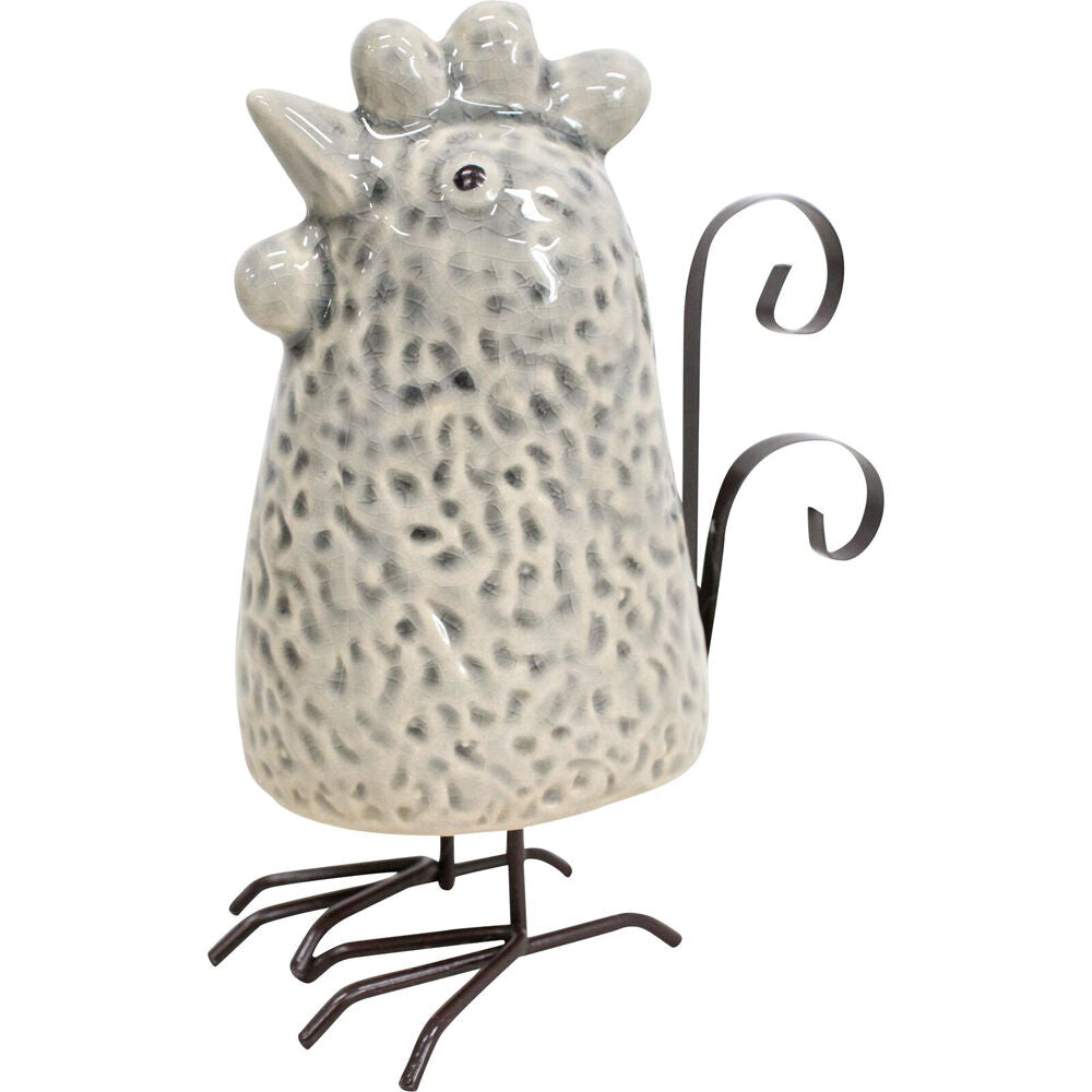 3PK LVD Ceramic Compact Chicken Home Decoration 10x6x15cm Smokey Grey