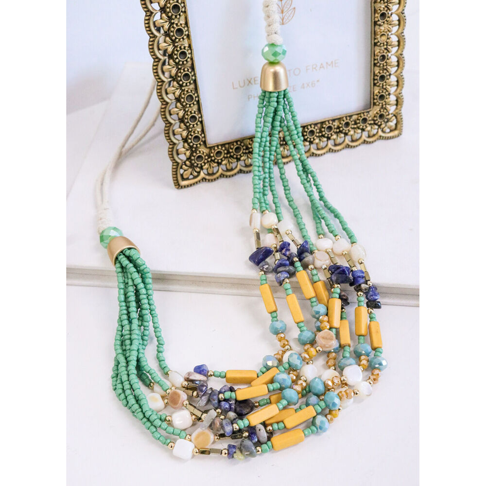 LVD Necklace w/ Stone Beads Home Jewellery Decor 80cm - Skye