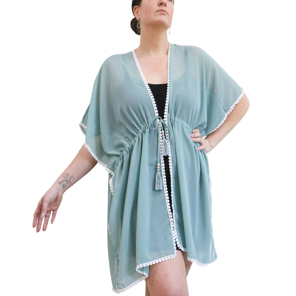 LVD Soft Chiffon Women's Beach Summer Draped Cover-Up 90cm/One-Size Sky