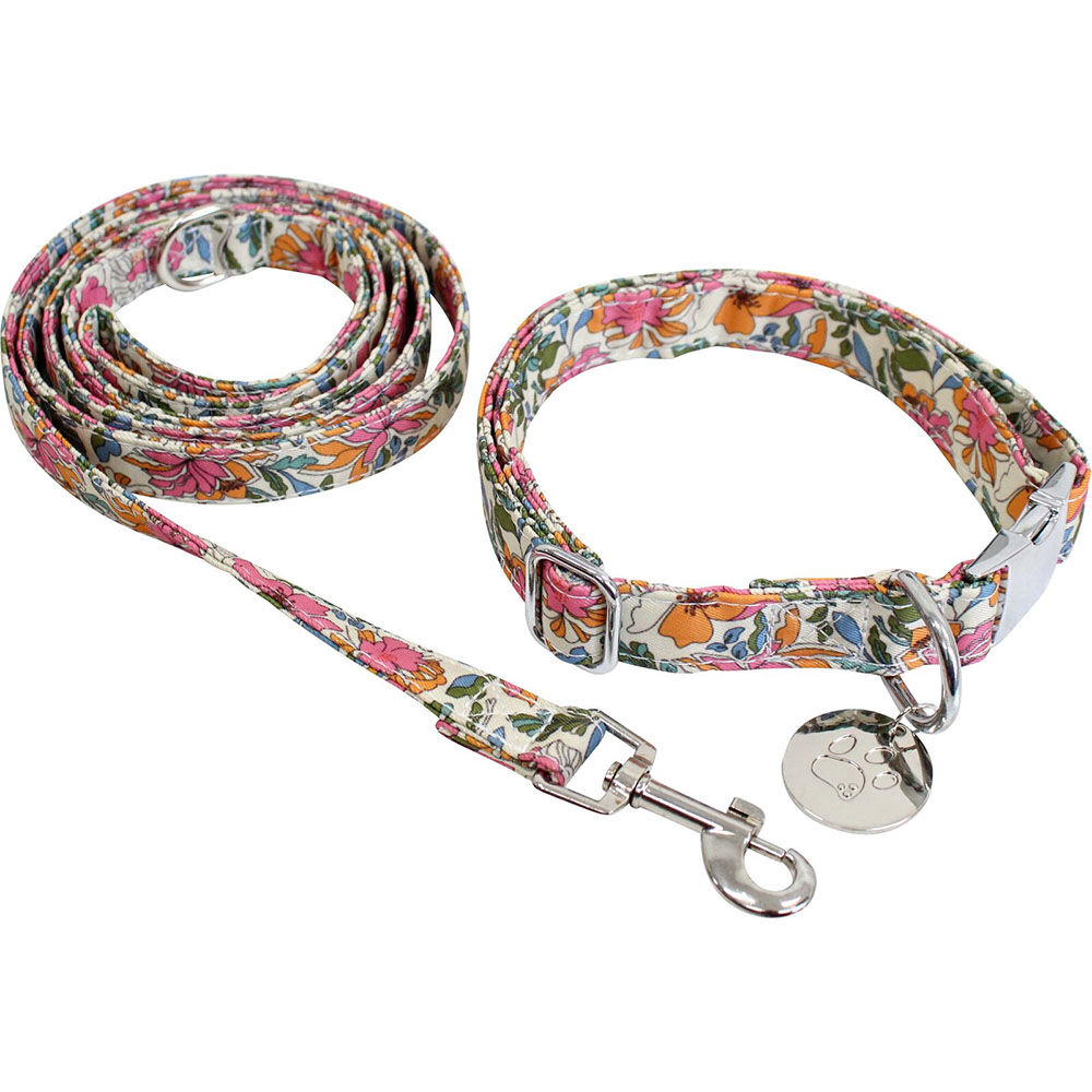 Lavida Polyester/Metal Pet/Dog Collar & Lead Set Large - Floral