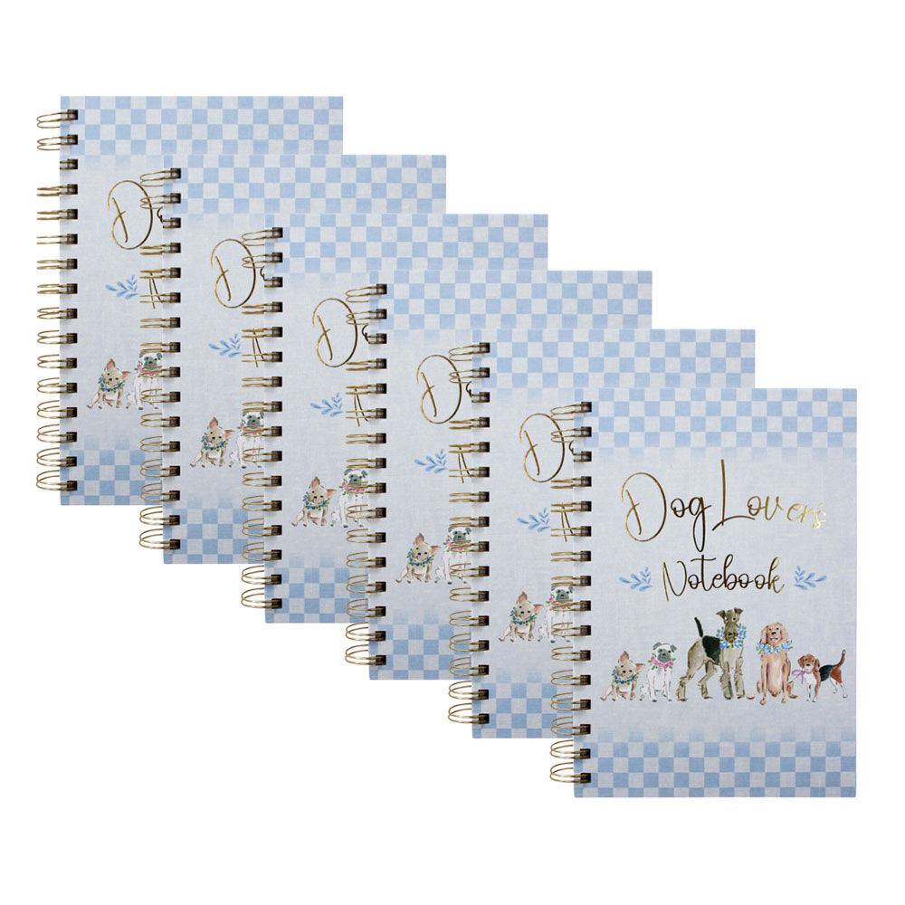 6PK LVD Dog Lovers A5 Notebook Spiral-Bound Writing Stationery