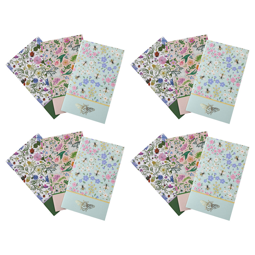4x 3pc LVD Botany Notebooks Writing Stationery 10.5x18cm