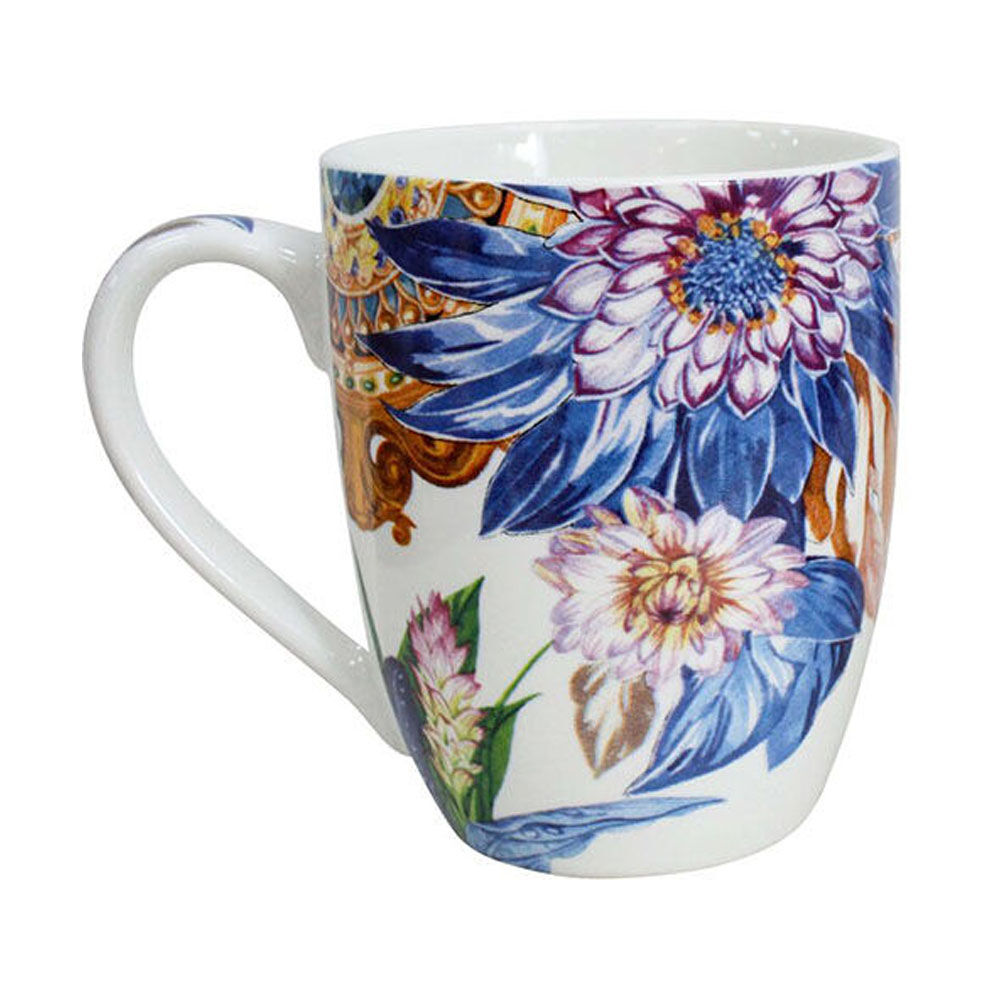 12PK Lavida Ceramic Mugs Bold Florals 10.5x8.5cm - Assorted
