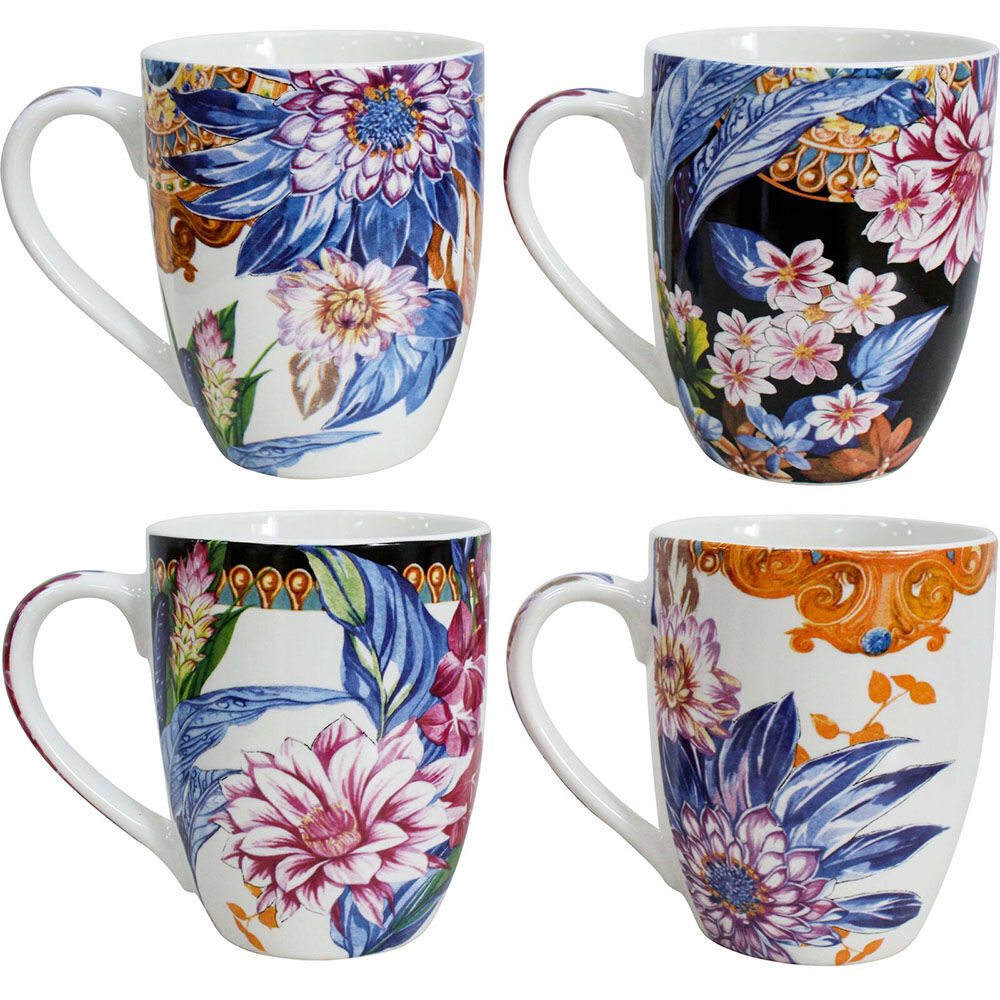 12PK Lavida Ceramic Mugs Bold Florals 10.5x8.5cm - Assorted