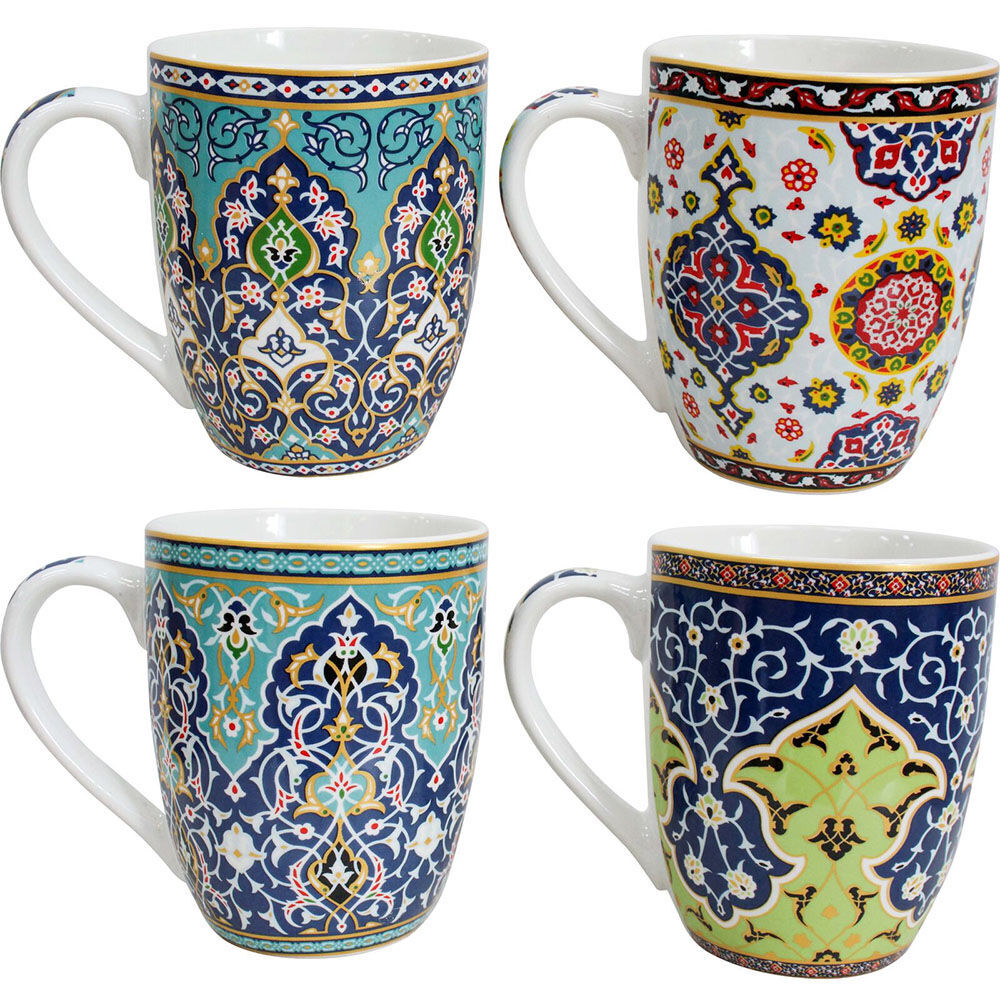 12PK Lavida Ceramic Mugs Arabesque 10.5x8.5cm - Assorted