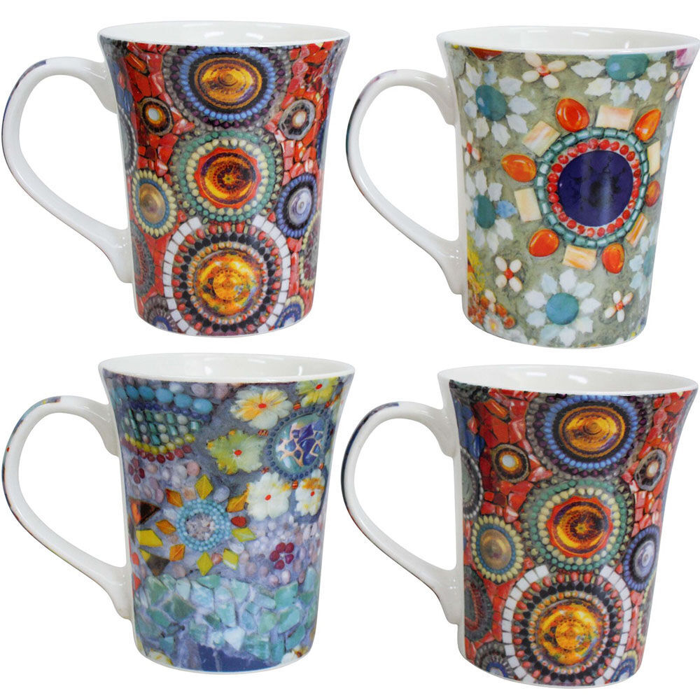 12PK Lavida Ceramic Mugs Mosaic 10.5x9cm - Assorted