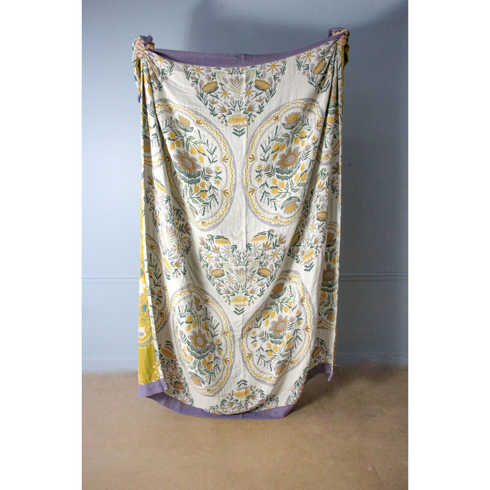 LVD 100% Cotton Pastel Floral Throw Decor Blanket 230x200cm Florence