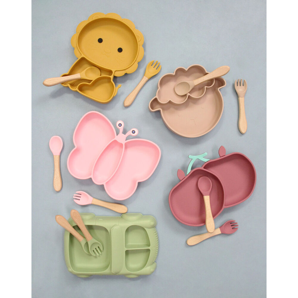 3pc LVD Cherries Silicone Baby Feeding Bowl and Cutlery Set 23x17cm Red
