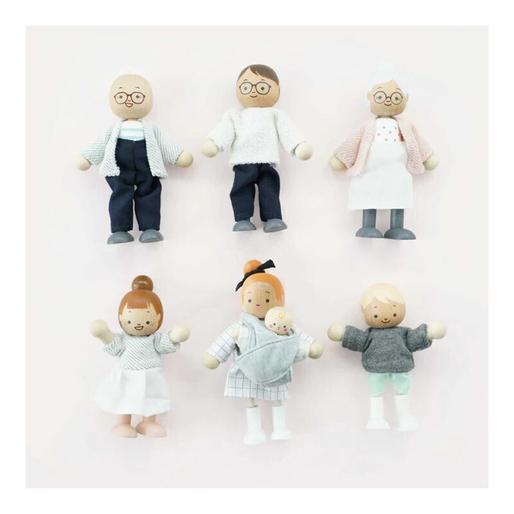 7pc Le Toy Van My Doll Family 10x13cn Wooden Toy 3y+