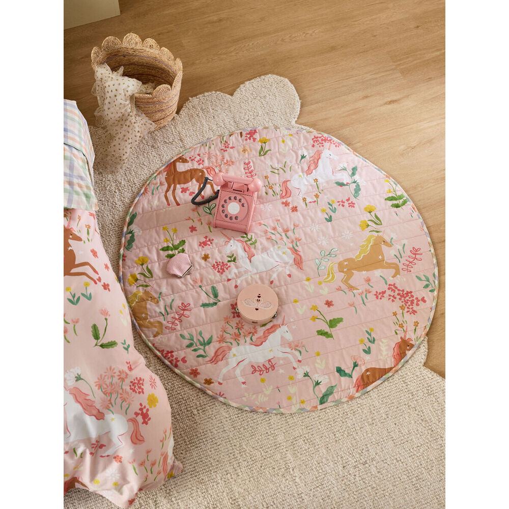 Linen House Kids Unicorn Fields Playmat Round120cm - Pink