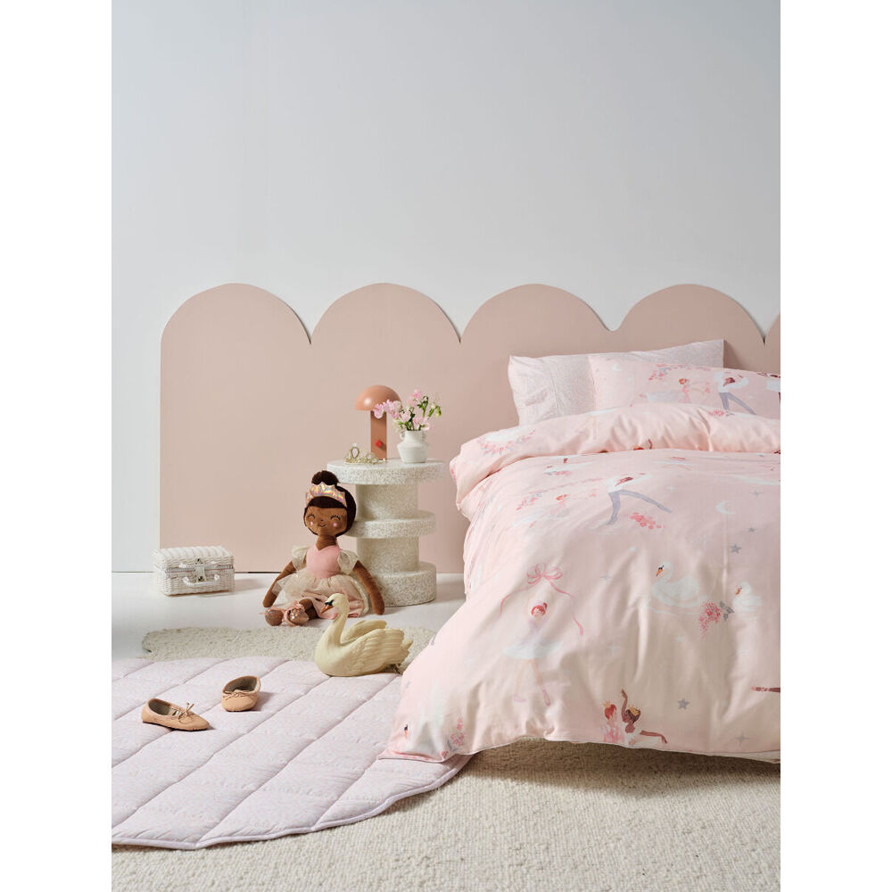 Linen House Kids 120cm Cotton Swan Lake Play Mat Round Pink