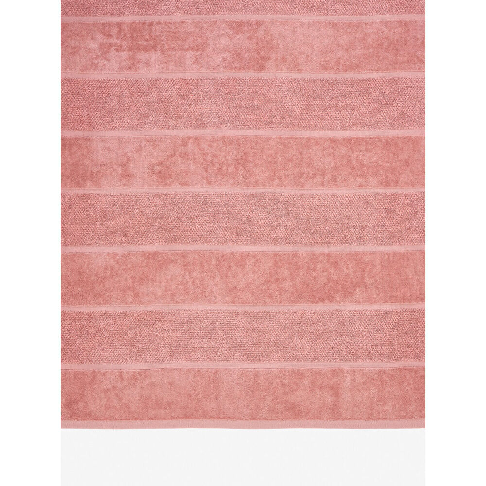 Linen House Velour Stripe Cotton Rosette Bath Sheet 82x170cm - Pink