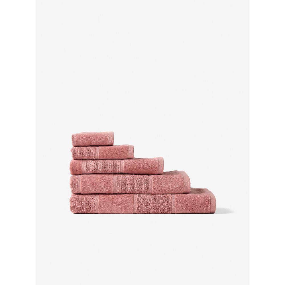 Linen House Velour Stripe Cotton Rosette Bath Sheet 82x170cm - Pink