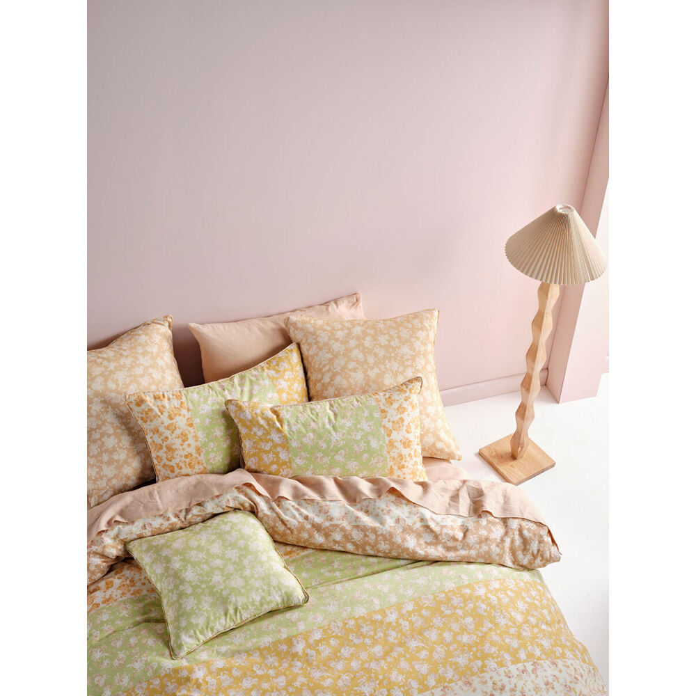 2PK Linen House Shania Honey Cotton Cushion 48x48cm - Green