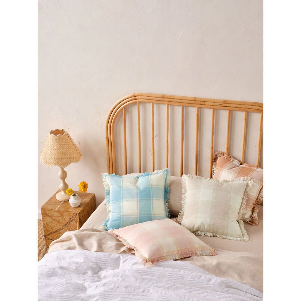 2PK Linen House Evelina Aqua Cotton Cushion 48x48cm - Blue