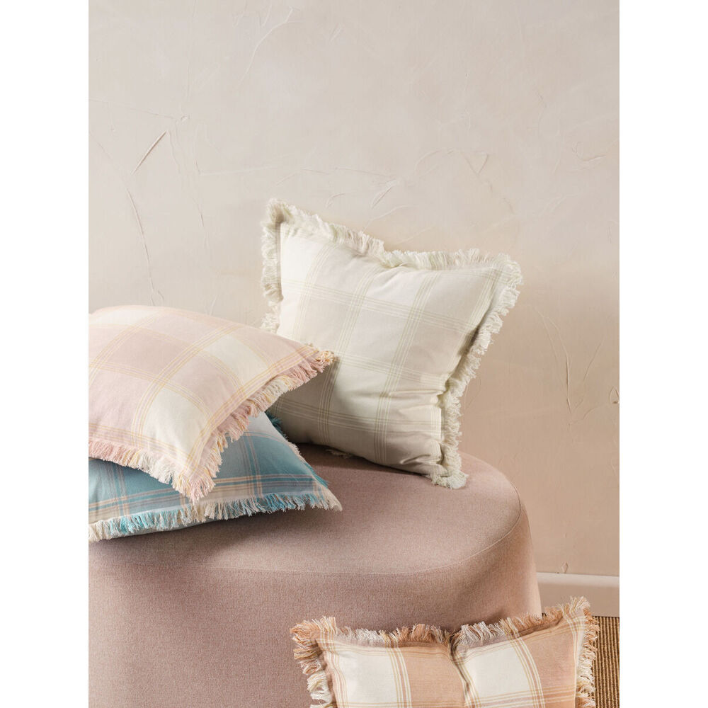 2PK Linen House Evelina Aqua Cotton Cushion 48x48cm - Blue